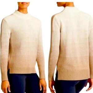 Athleta merino wool mock neck sweater ombré sunset XS tan oatmeal